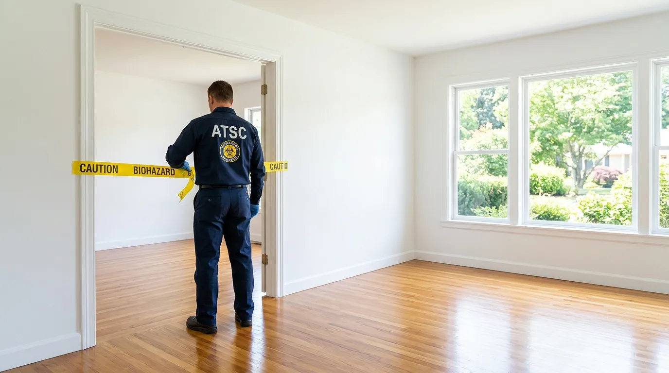 Certified biohazard cleanup crew performing Trauma Scene Cleanup in Foley